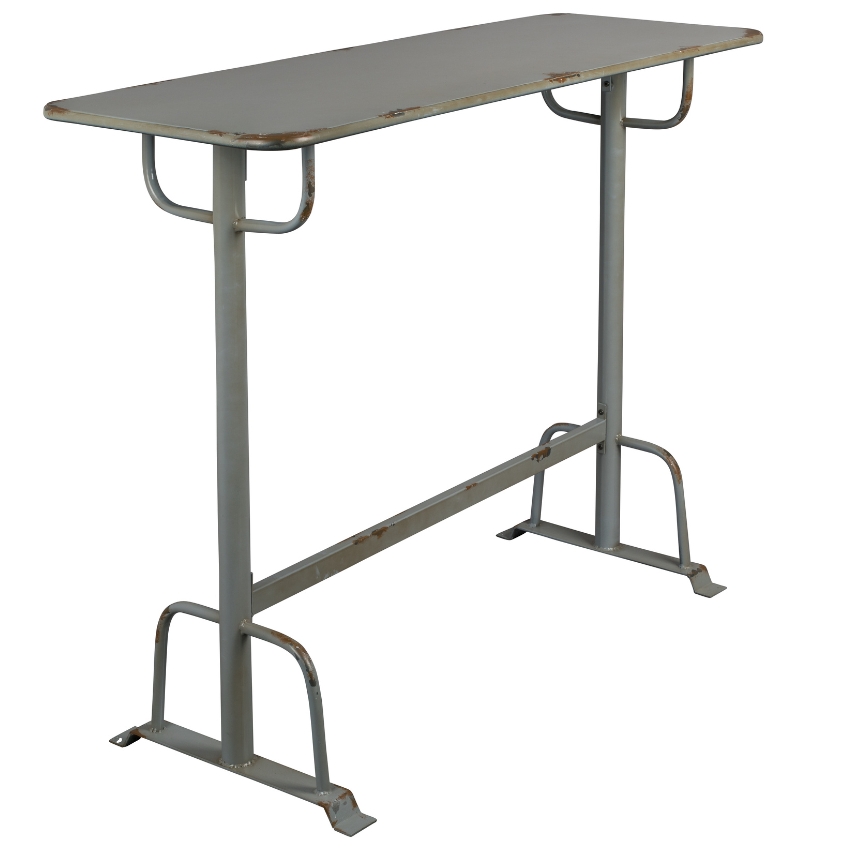 Šedý kovový barový stůl DUTCHBONE DECLAN 140 x 50 cm