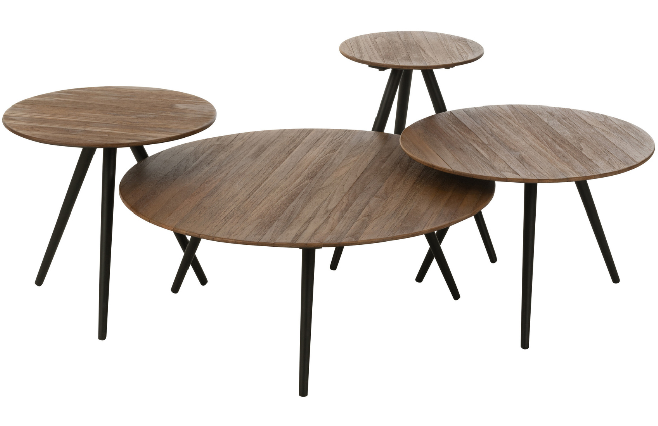 Set čtyř hnědých dřevěných odkládacích stolků J-line Tooky 70/50/40/30 cm