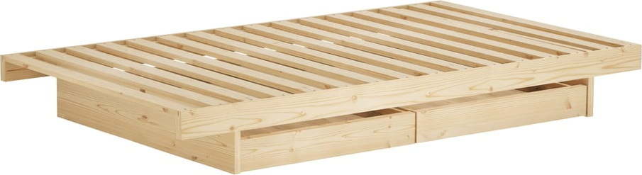 Dvoulůžková postel z borovicového dřeva s úložným prostorem s roštem v přírodní barvě 180x200 cm Kanso – Karup Design