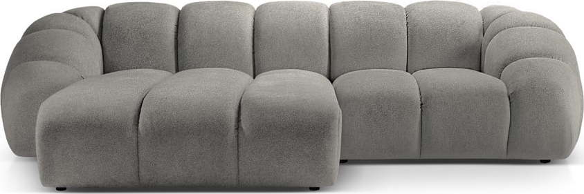 Světle šedá sametová rohová pohovka Diana – Micadoni Home