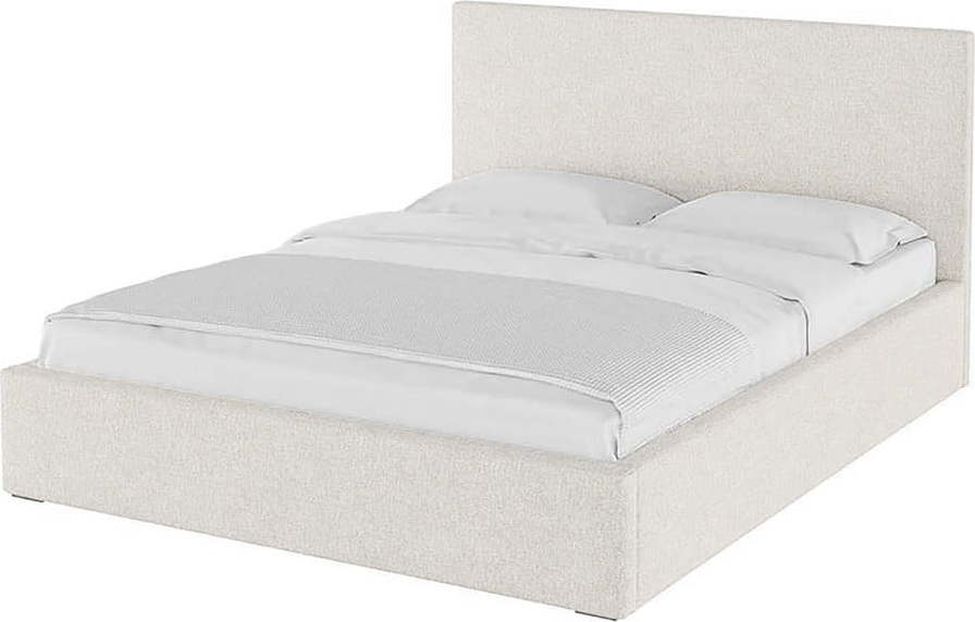Béžová čalouněná dvoulůžková postel s úložným prostorem s roštem 140x200 cm Bufo – MESONICA