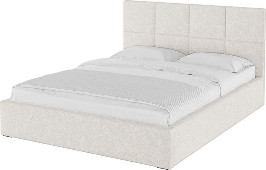 Béžová čalouněná dvoulůžková postel s úložným prostorem s roštem 140x200 cm Bufo – MESONICA