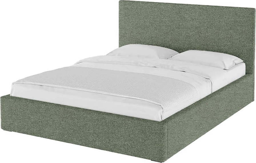 Zelená čalouněná dvoulůžková postel s úložným prostorem s roštem 140x200 cm Bufo – MESONICA