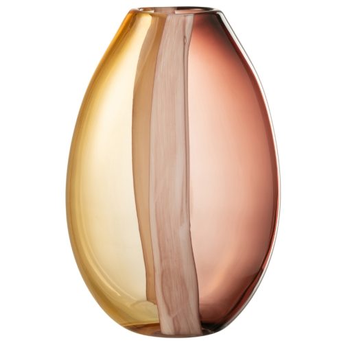 Hnědo-žlutá skleněná váza J-line Amberis 33 cm