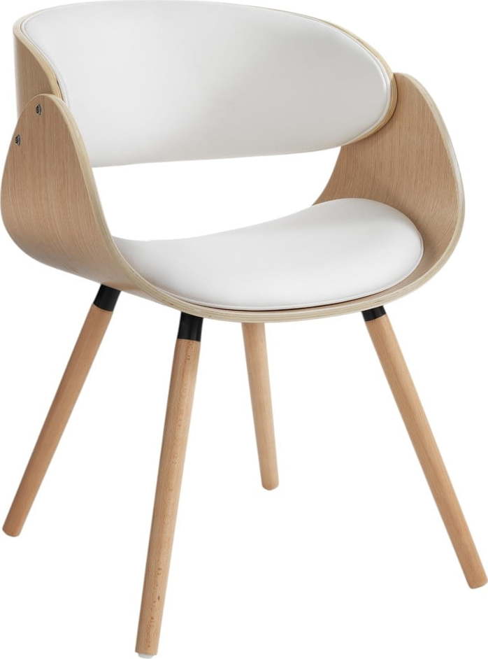 Jídelní židle z imitace kůže v bílo-přírodní barvě Visby Evo – Tomasucci