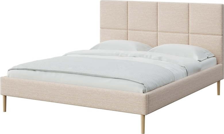 Krémová čalouněná dvoulůžková postel s roštem 180x200 cm Alano – MESONICA