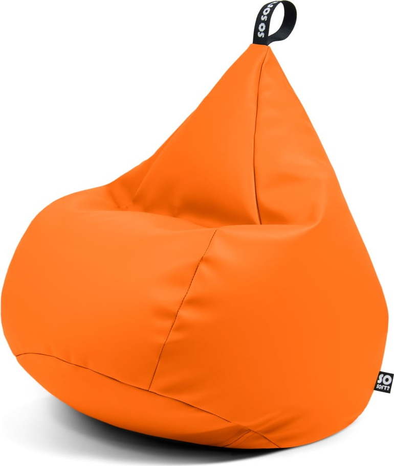 Oranžový sedací vak z imitace kůže Drop XL – So Soft?
