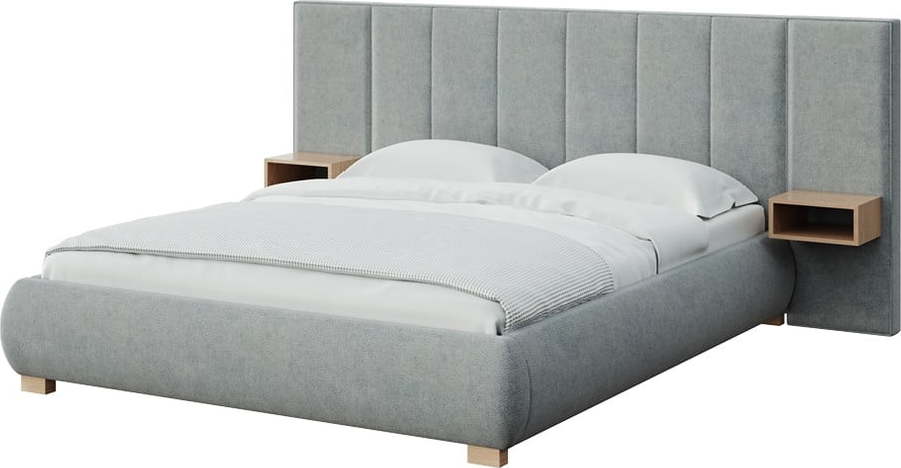 Šedá čalouněná dvoulůžková postel s roštem 160x200 cm Fioro – MESONICA