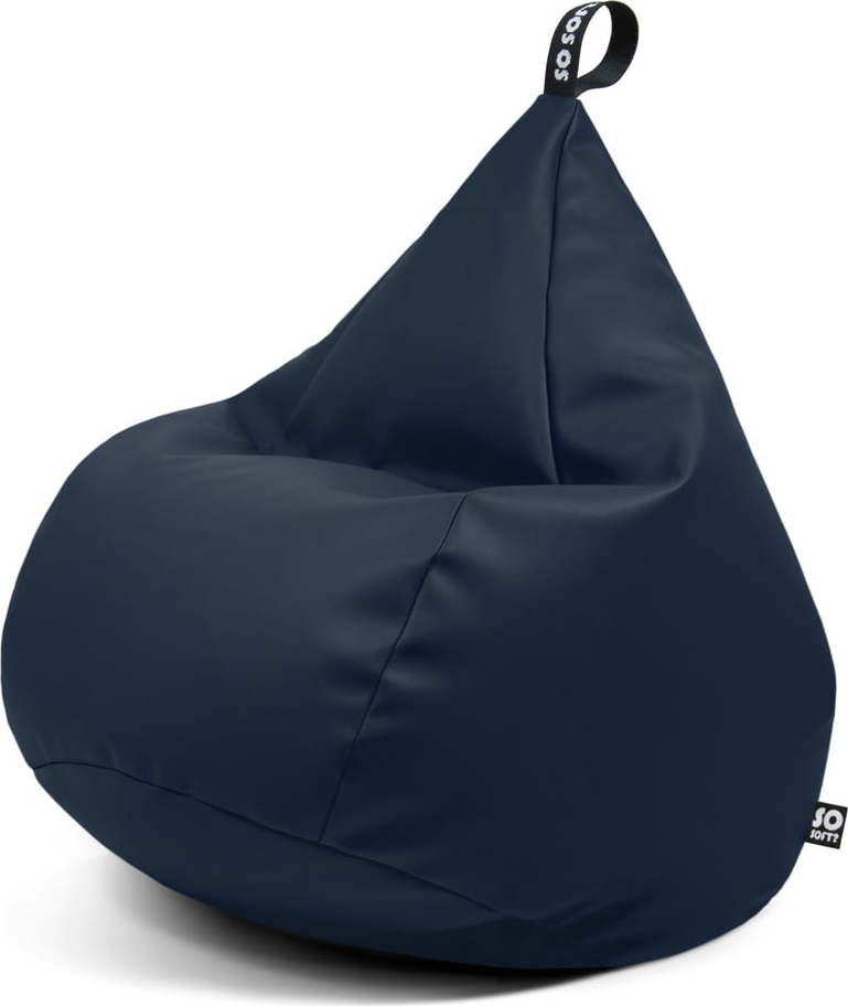 Tmavě modrý sedací vak z imitace kůže Drop L – So Soft?