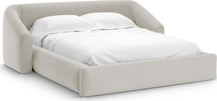 Béžová čalouněná dvoulůžková postel s úložným prostorem s roštem 200x200 cm Campi – Cosmopolitan Design