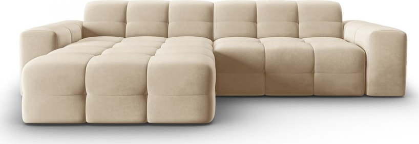 Béžová sametová rohová pohovka (levý roh) Kendal – Micadoni Home