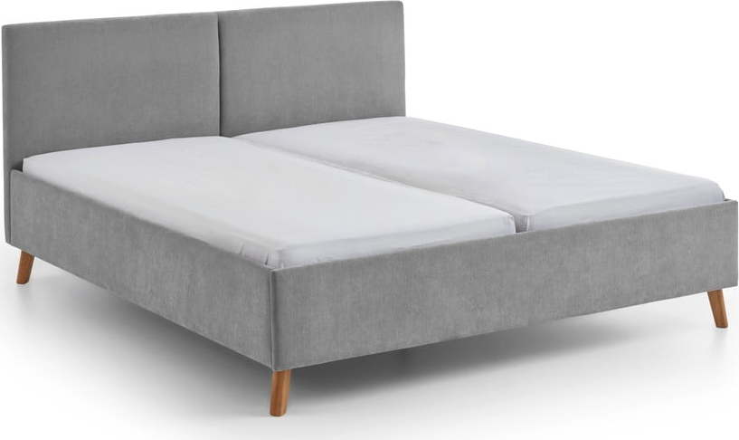 Šedá čalouněná dvoulůžková postel s roštem 180x200 cm Piano – Meise Möbel