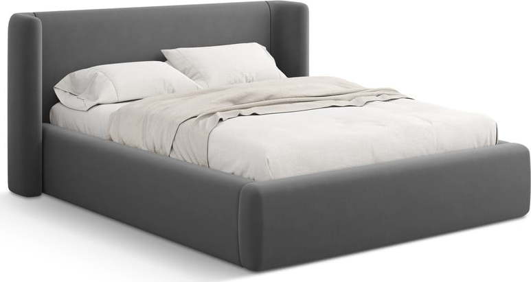 Šedá čalouněná dvoulůžková postel s úložným prostorem s roštem 160x200 cm Jason – Windsor & Co Sofas