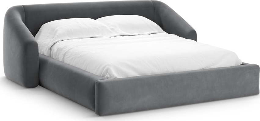 Šedá čalouněná dvoulůžková postel s úložným prostorem s roštem 200x200 cm Campi – Cosmopolitan Design