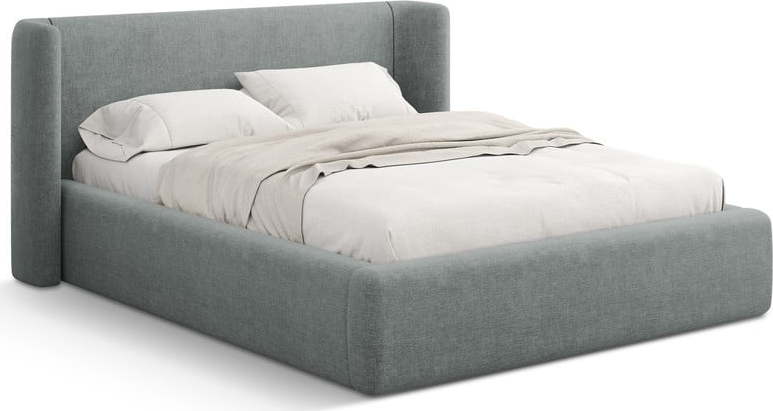 Tmavě šedá čalouněná dvoulůžková postel s úložným prostorem s roštem 160x200 cm Jason – Windsor & Co Sofas