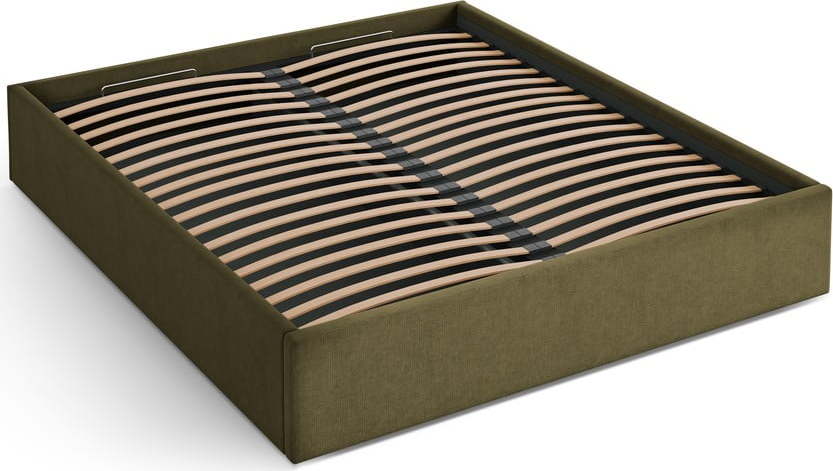 Zelená čalouněná dvoulůžková postel s úložným prostorem/bez čela s roštem 140x200 cm Susan – Micadoni