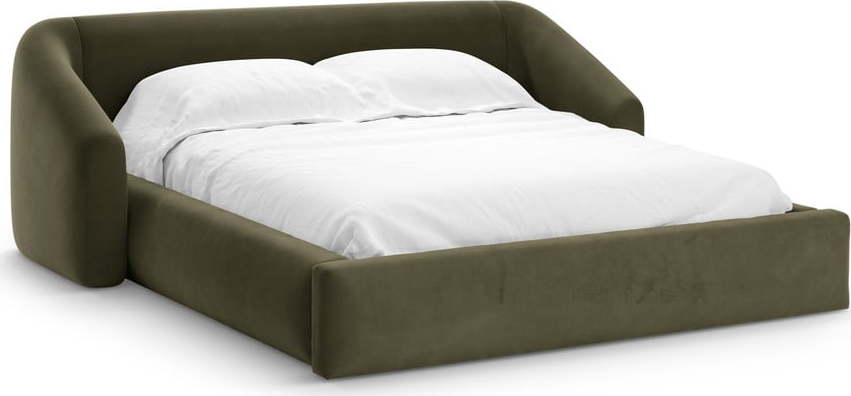 Zelená čalouněná dvoulůžková postel s úložným prostorem s roštem 200x200 cm Campi – Cosmopolitan Design