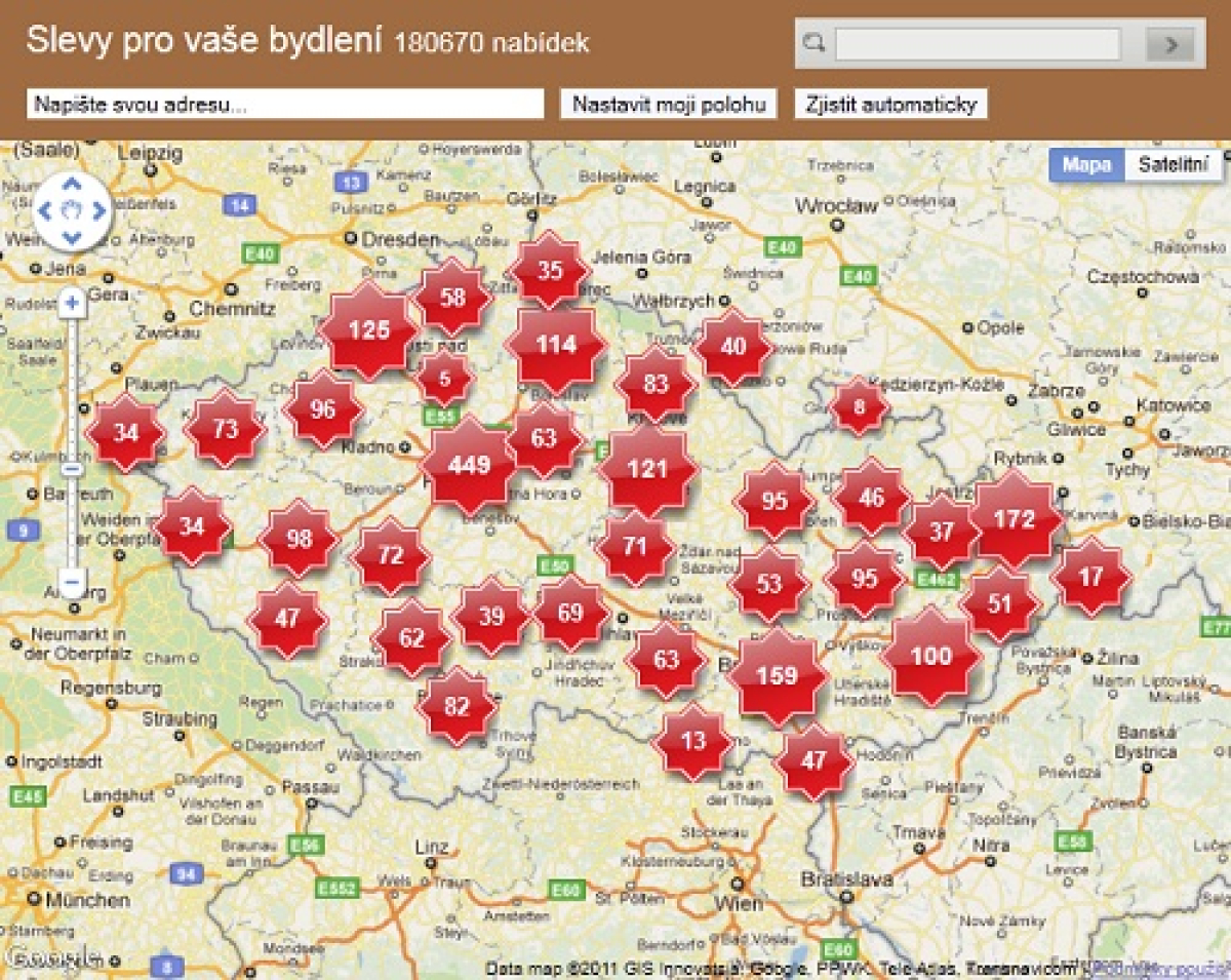 Interaktivní mapa na našich stránkách